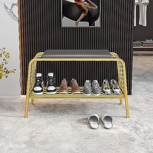 Banc de rangement à chaussures en métal avec assise dense