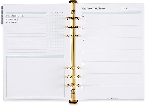 Miniatura 2 de Erin Condren Plaquitas de planificación de bienestar para agenda de anillo A5, 38 páginas con página de pestañas para objetivos de salud y objetivos