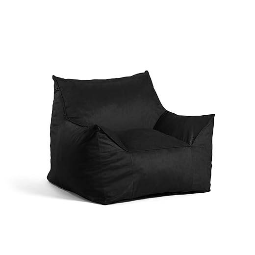 Big Joe Foam Beanbag Chair, Imperial Lounger, Black Plush