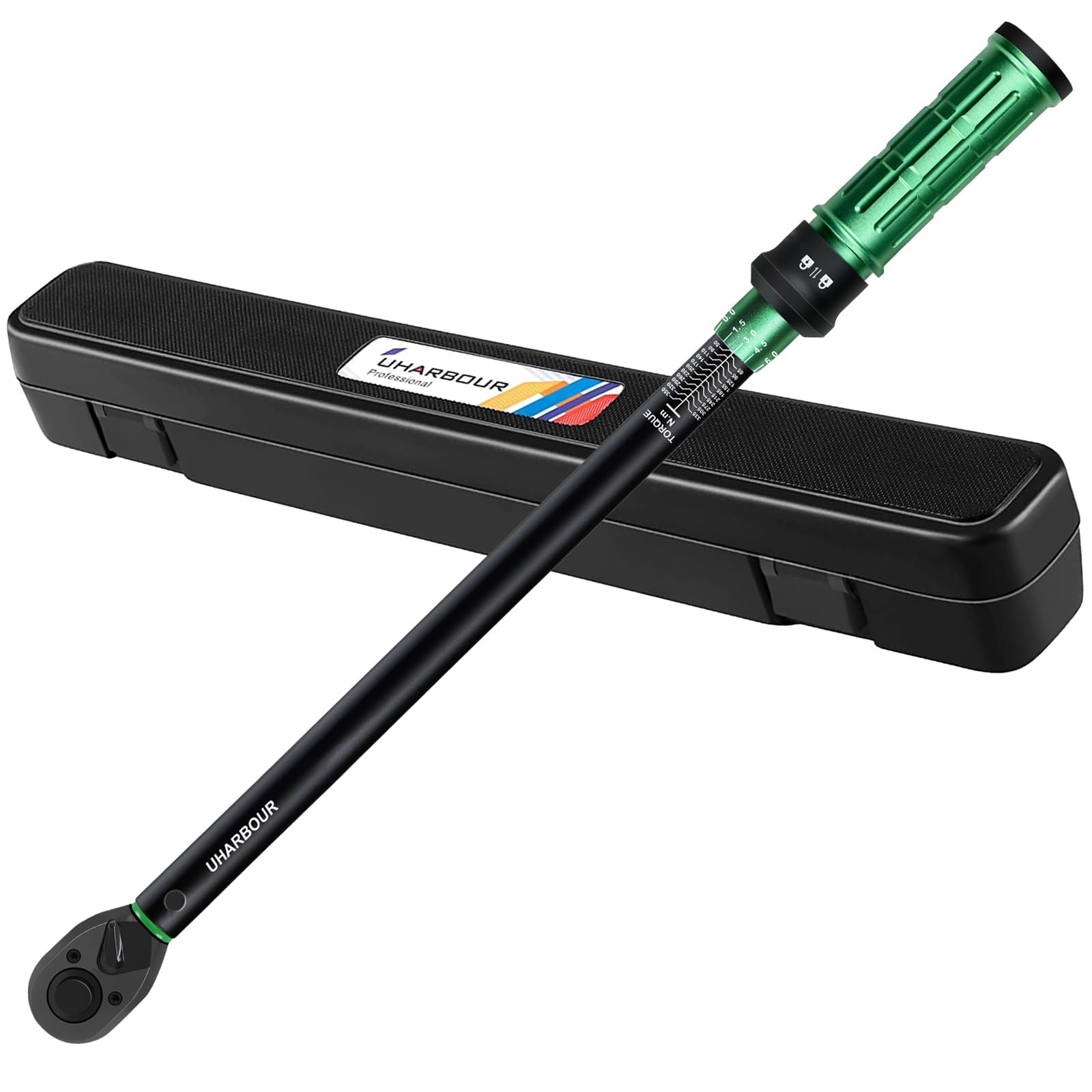 Uharbour Drehmomentschlüssel 1/2, für Auto, 50–350 Nm, bidirektionale 1,5 Nm-Einstellung mit Verriegelung, ±3%-Fehlergenauigkeit, mit 72 Zähnen