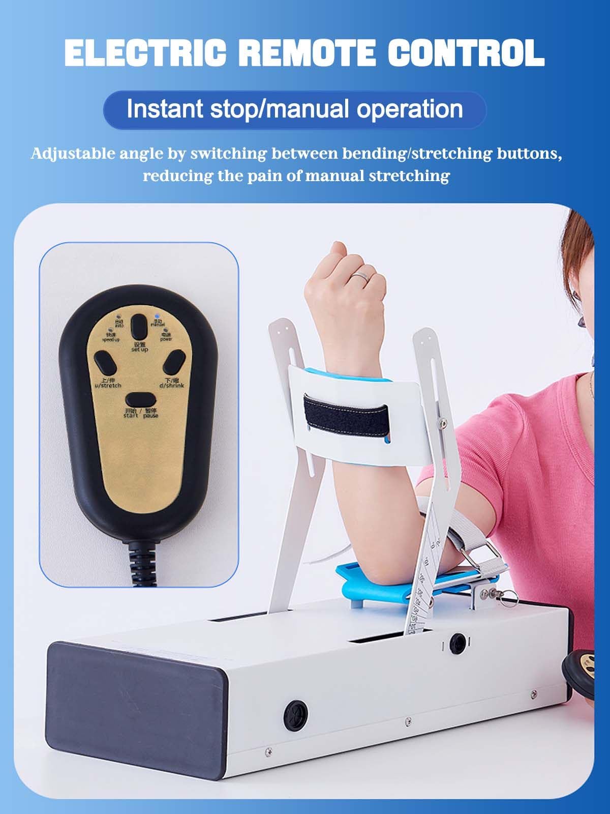 Allenatore Elettrico di Riabilitazione dell'Articolazione del Gomito con Telecomando, Esercizio ad Angolo Completo -5°-140° per Recupero Post-Operatorio e Riabilitazione da Frattura