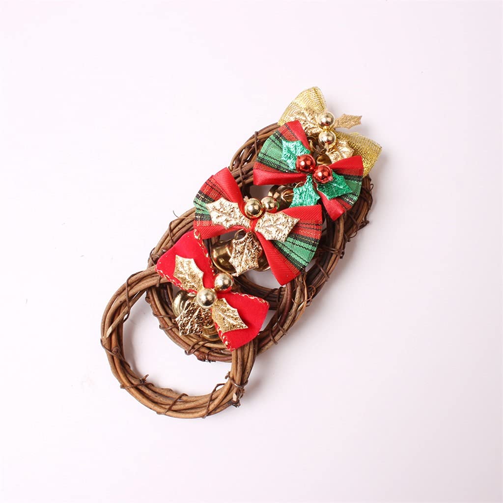 6 uds Navidad Bowknot Guirnalda servilleta Hebilla Mimbre Campana servilletero Doble Flor Boca paño Anillo (un tamaño)