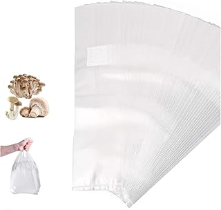 Suniney 20 PCS Mushroom Growing Bags, Mushroom Spawn Bags, Mushroom Growing Bags, Tear Resistant Micron Filter Breathable Bags Autoclavable Bags for Mushroom Cultivation Edible Fungus Cultivation Bags