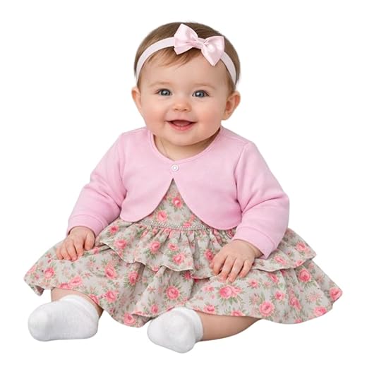 Conjunto Vestido com Colete Bolero Para Bebê Menina Manga Curta Festinha