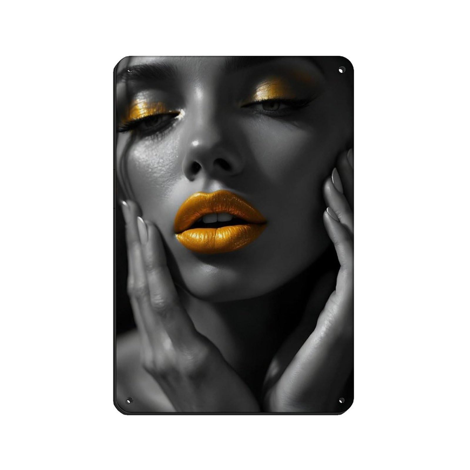 Modern Glamour Portrait Bold Lips Retro Poster Metal Tin Sign Chic Art Retro Iron Painting Bar People Cave Cafe Family Garage Poster Wall Decoration 8x12inch(20x30cm)