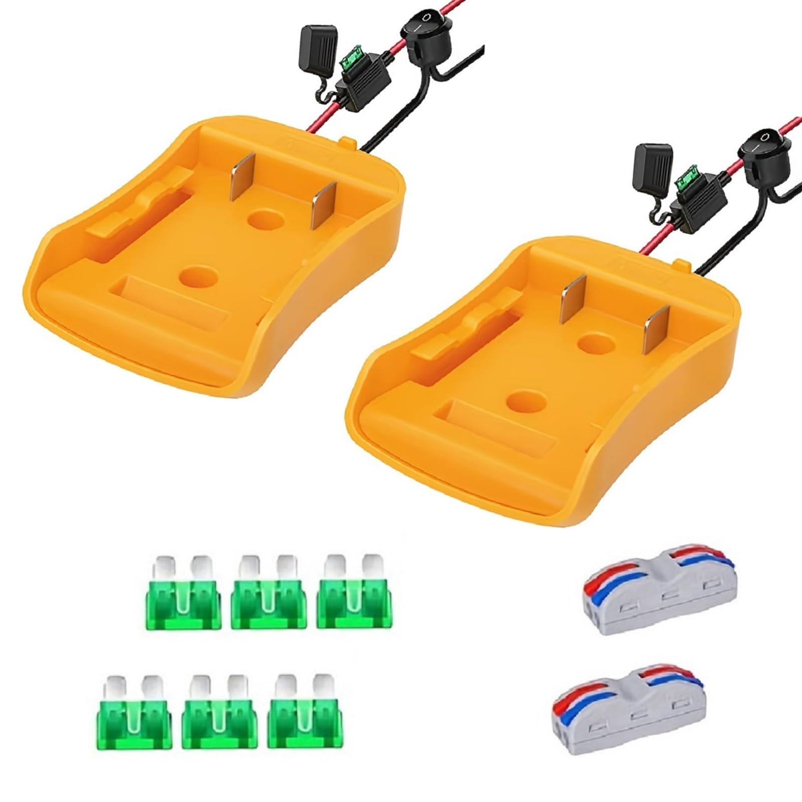 WEUCHSOL Power Wheel Adapter for Dewalt 20V Battery Adapter, Dewalt Battery Adapter with 3Pcs 30A Fuse, 14AWG Wire, Power Connector for DIY Ride On Truck, RC Car Toys and Robotics (2packs)