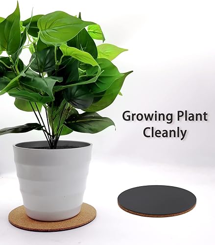 Miniatura 6 de Posavasos de Corcho para Plantas, Posavasos para Macetas de Corcho de Doble Capa de 8 Pulgadas, Tapetes de Corcho Absorbentes para Plantas,