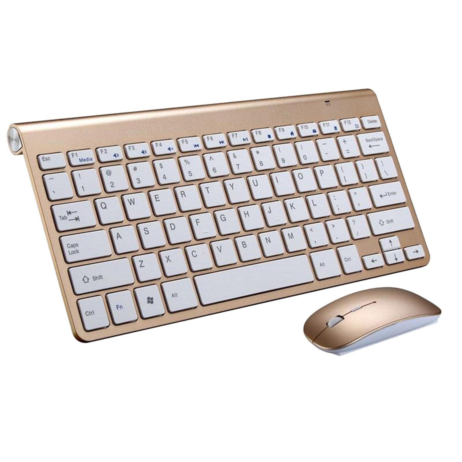 Mini Flat Quiet Wireless Keyboard Mouse Combo Golden-image-14