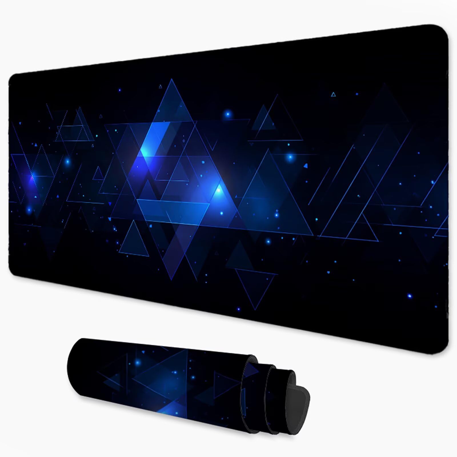 Niebieska podkładka pod mysz XXL podkładka pod mysz 1200 x 600 mm geometria pod biurko z wodoodporną powierzchnią i antypoślizgową podstawą, podkładka pod mysz do biura, komputera, poprawia dokładność