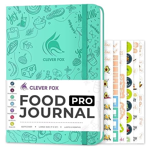 Clever Fox Food Journal Pro – Diet & Wellness Planner for Women & Men – Weight Loss Diary with Calorie Tracker – Food Log for Tracking Meals, Exercise & Weightloss - Undated, 7" x 10" Turquoise