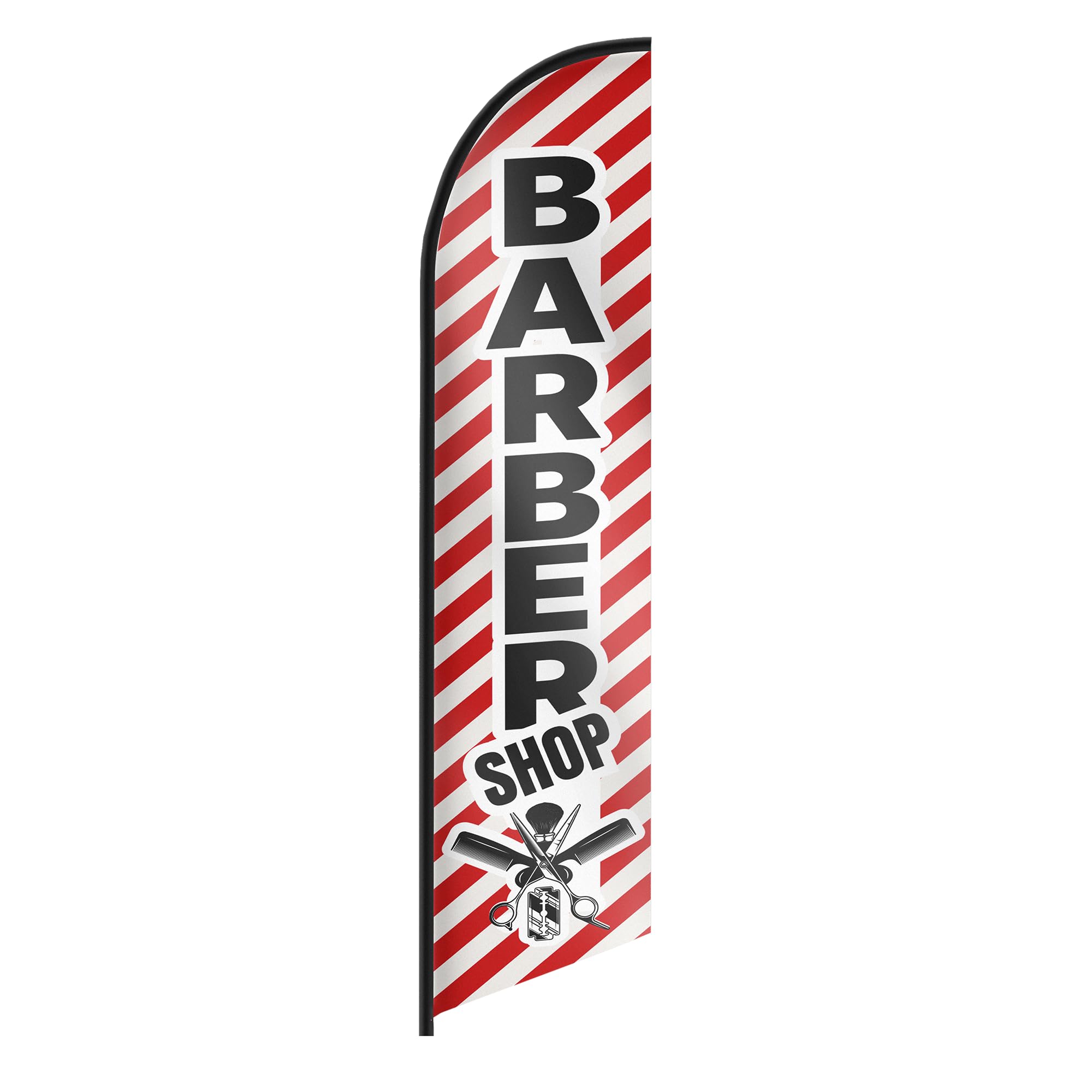 Moordyses Feather Banner, Swooper Flag Sign for Business Advertising Barber Shop12ft x 2.5ft (Pole not included)