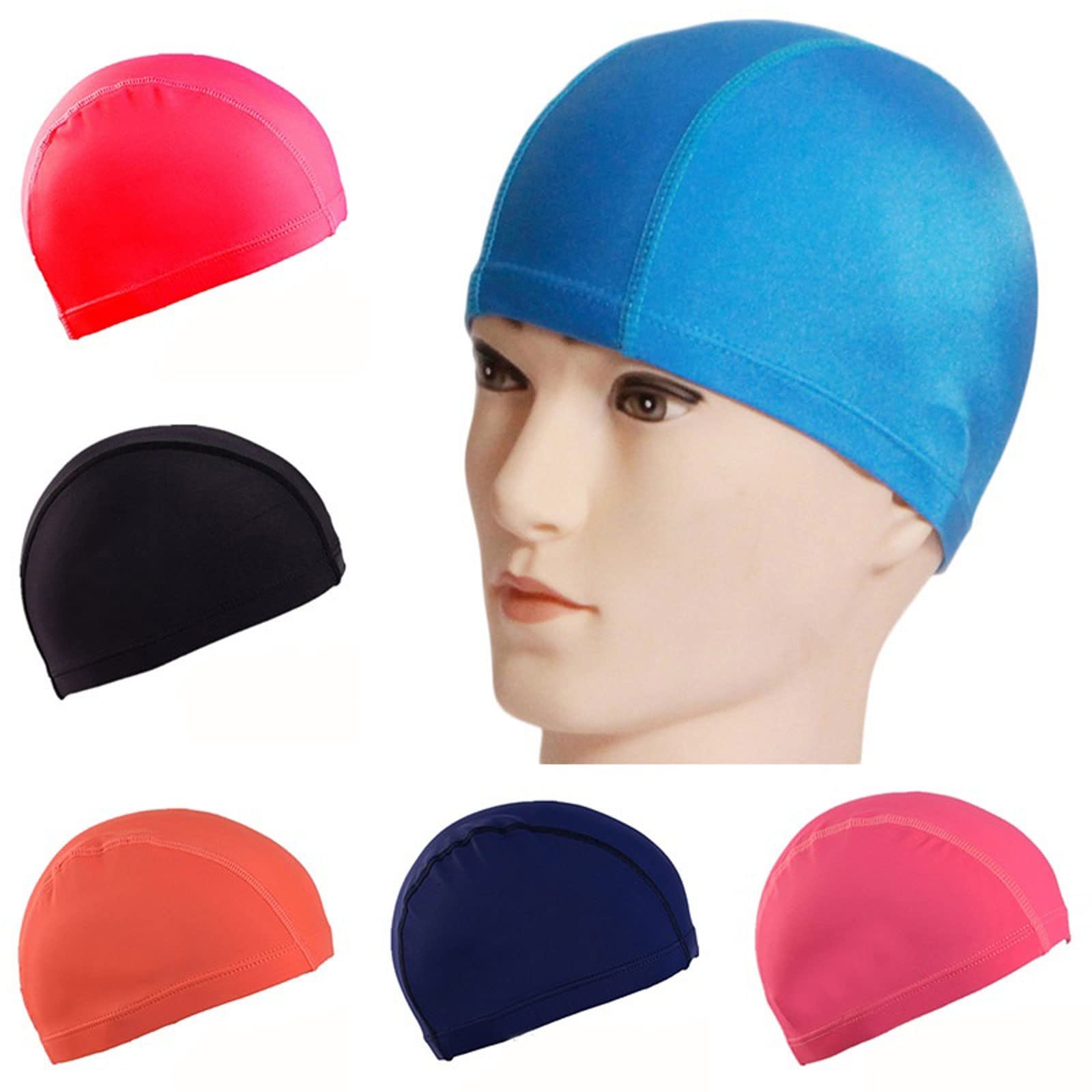 Bonnet de bain taille unique pour homme et femme - En nylon élastique - Protection des oreilles - Bonnet de piscine ultra fin