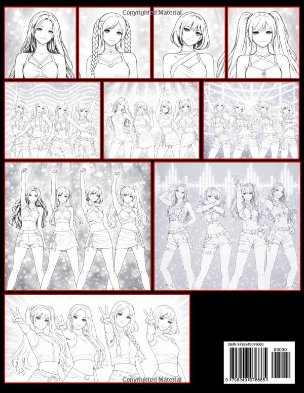K-Pop Coloring Book for All Ages – Stage Scenes, Cute Manga, Chibi and Kawaii Idols Fashion, Jumbo 50 Pages, Perfect Gift for K-Pop Fans - Image 2