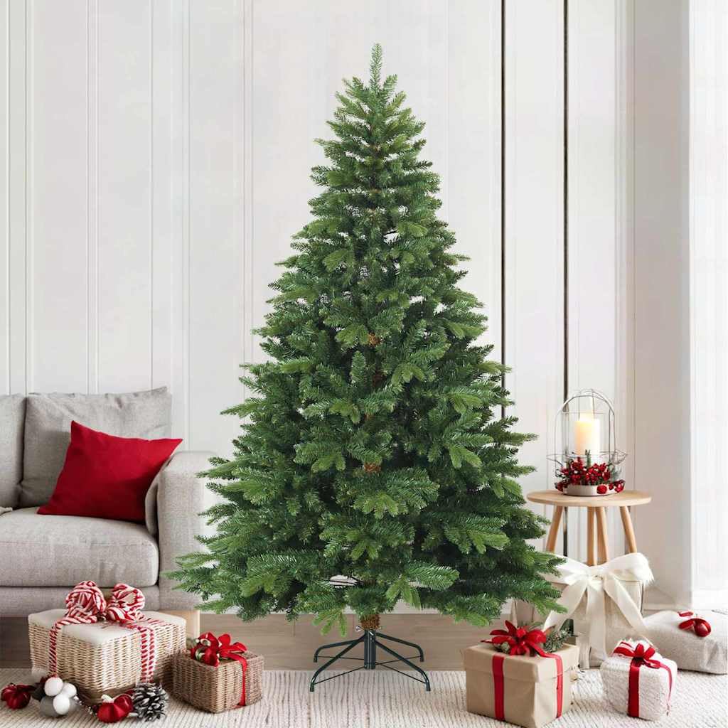 Albero di Natale artificiale verde, 210 cm, con rami articolati