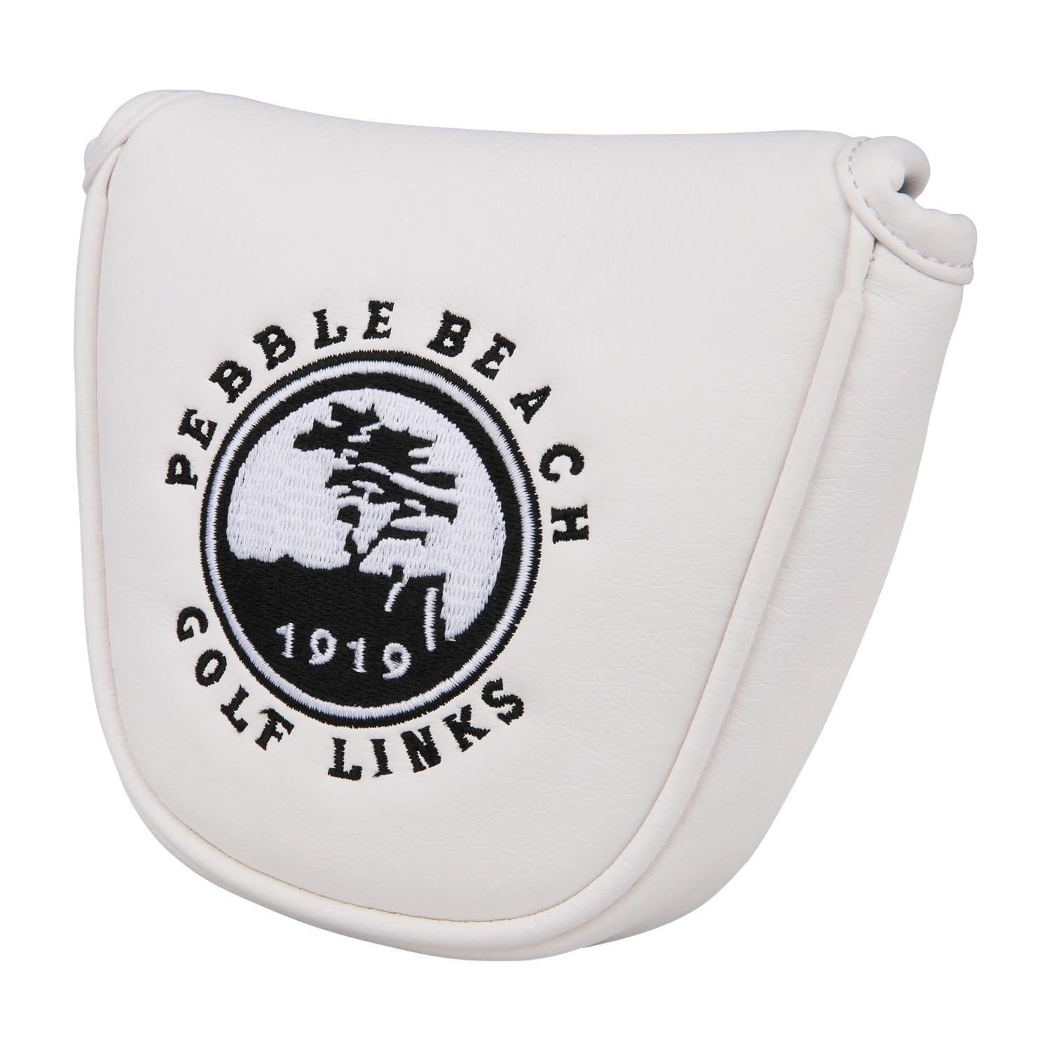 Generic Mallet Cover for Center Shaft Putters (White, Faux Leather) with Magnetic Closure