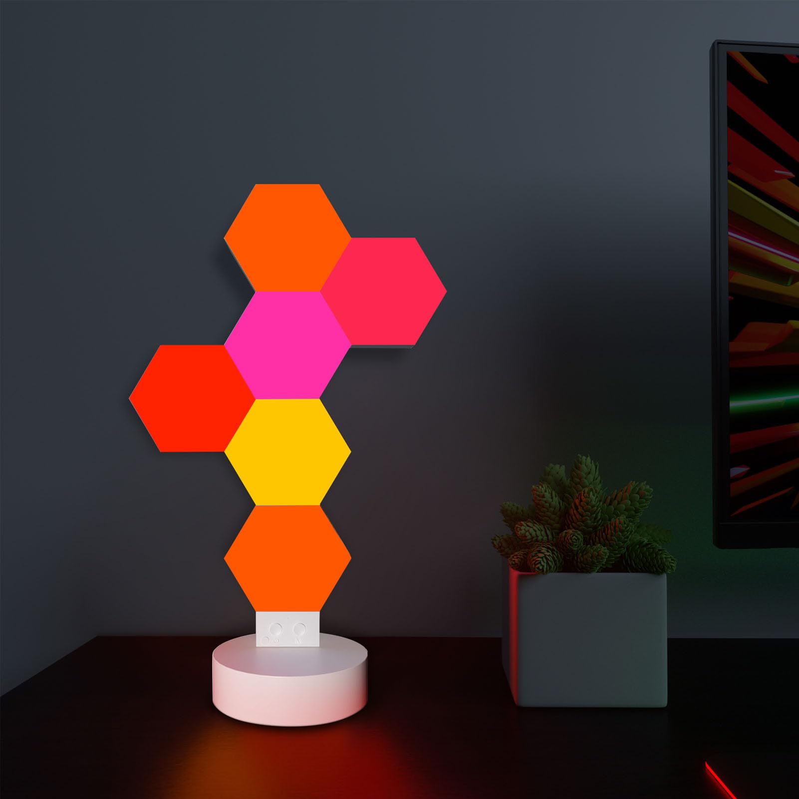Garosa 6 Pièces LED Hexagone Lumières Panneau Lumineux Applique Murale RGB Musique Sync Bricolage Lumière de Jeu Assistants Intelligents Télécommande Décoration de Maison Intelligente