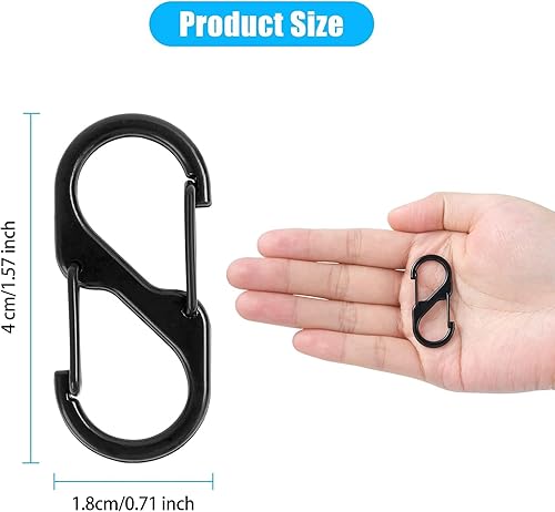 Miniatura 2 de Mosquetón S, 20 piezas de clip pequeño de aleación para llavero de 1.6 pulgadas, clips de cremallera, mochila antirrobo, mini mosquetón de doble