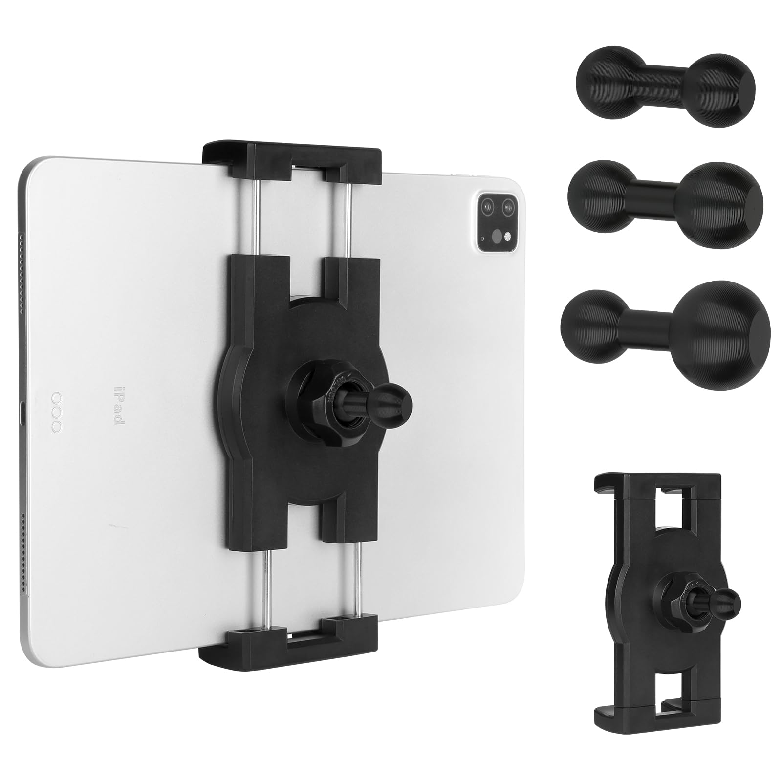Tablet Holder with 3 Ball Adapters,Aluminum Alloy 17 mm to 17 mm/17 mm to 20 mm/17mm to 25 mm Ball Joints,Compatible with 17mm/20 mm/25 mm Size Ball Socket Mount (25 mm Compatible with RAM Mounts)