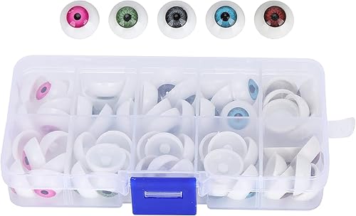 Miniatura 6 de 60 globos oculares de muñeca, ojos de seguridad semicirculares de 0.631 pulgadas, coloridos globos oculares de Halloween para oso de peluche,