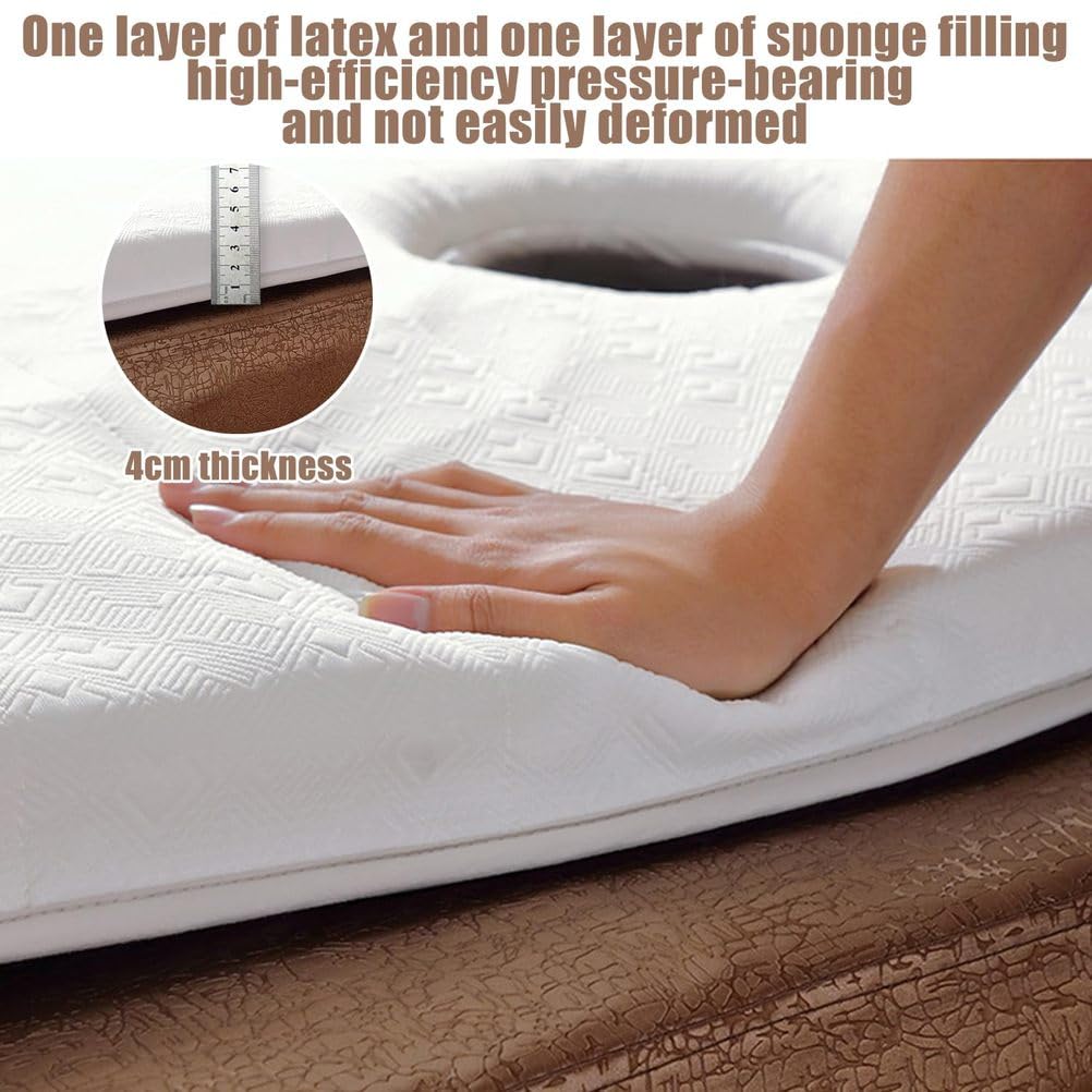 Topper De Colchón De Cama De Masaje De Espuma Viscoelástica De Látex Cojín Antideslizante para Cama De Pestañas con Orificio Topper De Mesa De Masaje De SPA 4 Cm,Blanca,70 * 185cm(S)