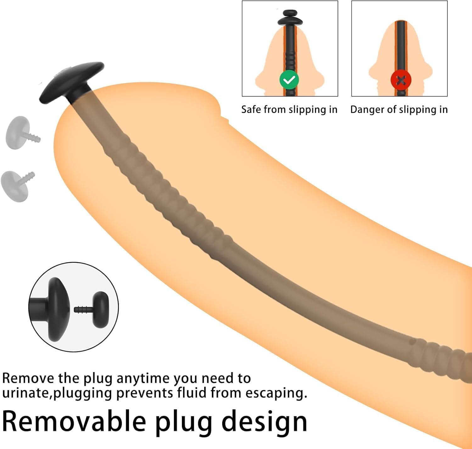 Urethral Sounds Set Silicone Plug Urethra (with Syringe), Urethral Dilator Urethral Masturbator Male Sex Toys