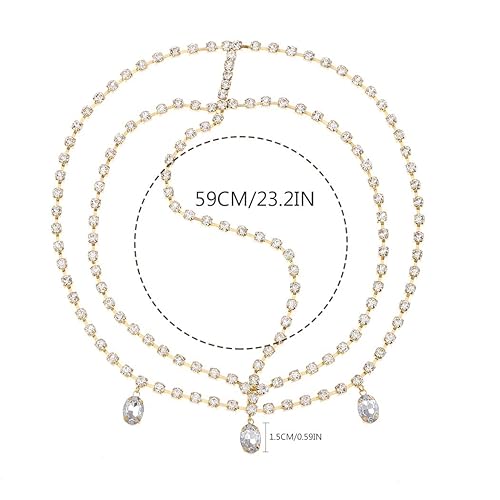 Miniatura 2 de Yalice Cadena de cabeza en capas con diamantes de imitación, tocados brillantes para novia, diademas de cristal brillante, joyería para el cabello