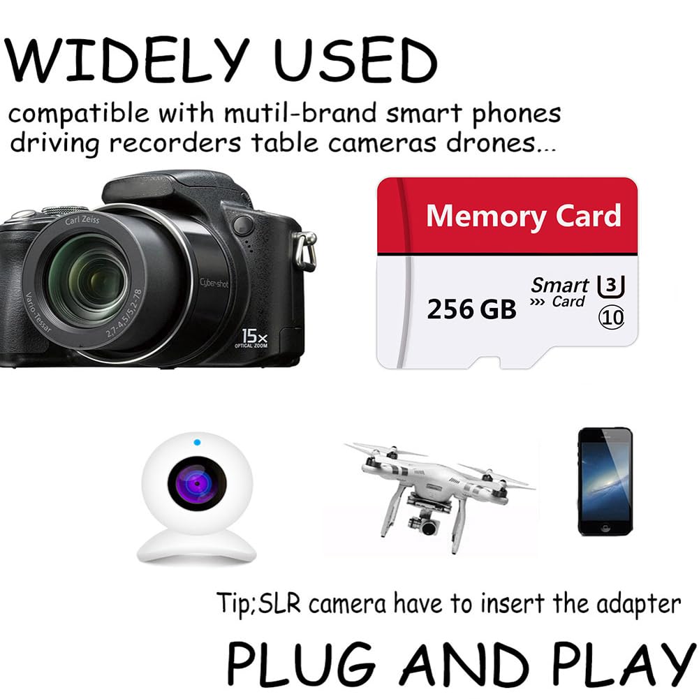 Tarjeta de memoria Mini TF de 256 GB, tarjeta inteligente de ultra alta velocidad para teléfonos Android, cámara de acción, tabletas, almacenamiento ampliado