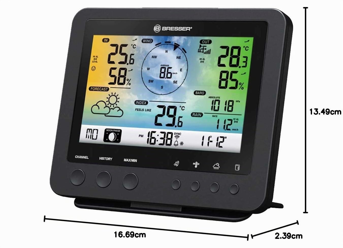 Bresser zusätzliche Basisstation für 7002580 Wetter Center, Schwarz