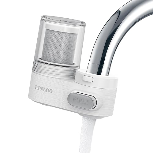 Filtro de grifo, botón pulsador, dos modos de pulverización, botón de interruptor mecánico, purificador de agua de 350 galones para fregadero,