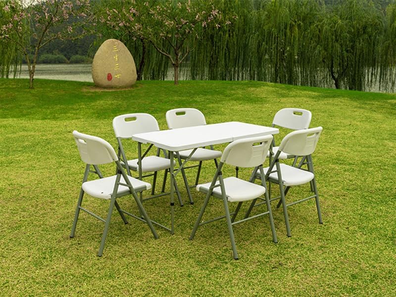 UNMAT 4 Feet Portable Folding Table, White - Image 7