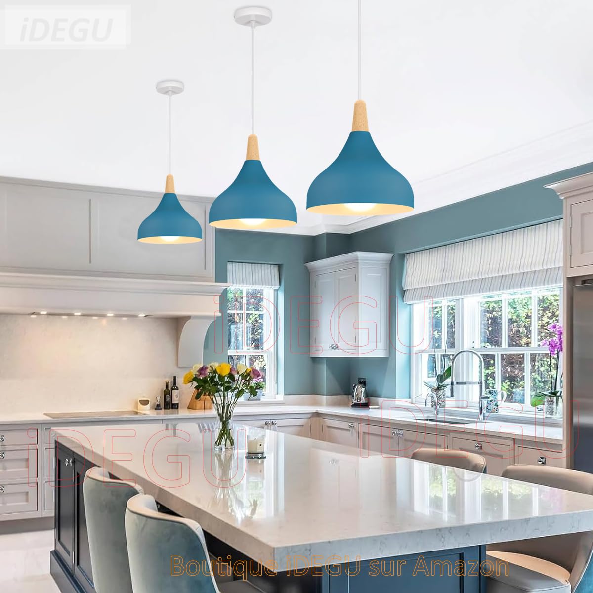 IDEGU Lot de 2 Lampe Suspension Moderne,E27 Lustre Luminaire Industrielle Vintage Style Edison