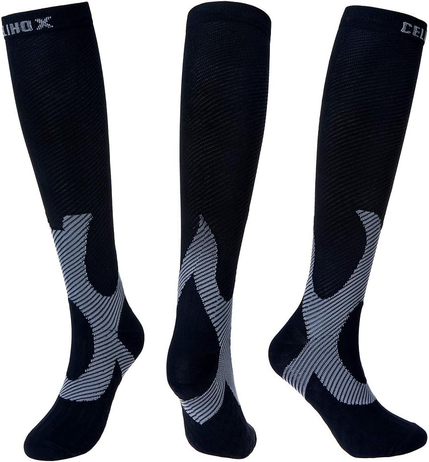 CELIHOX Compression Socks 20-30mmHg Improves Circulation Recovery, Black