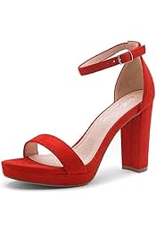 Red block platform heels Clearance