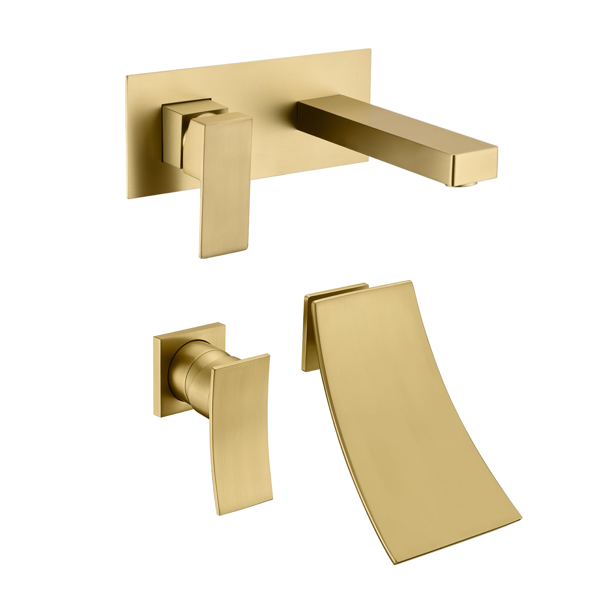 Nfusrxmbk Gold Wall Mount Bathroom Sink Faucet S1389bgi-Lh + Wall Mount Tub Faucet Set S1364bgw-Lh