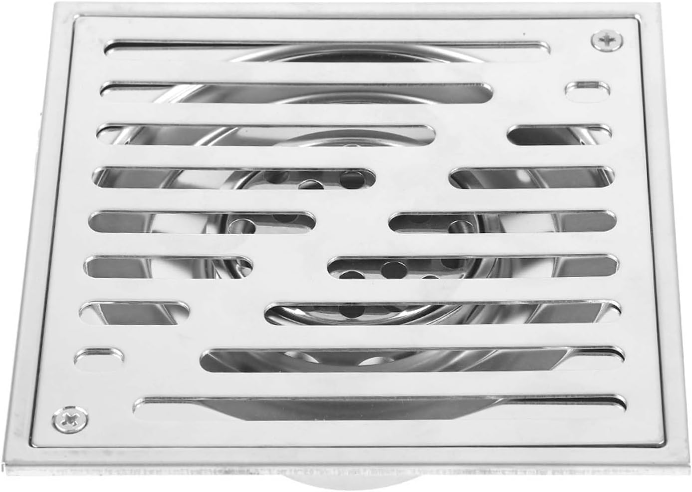 Square Shower Floor Drain, Bathroom Tile Insert Drain, Chrome Floor Drainer with Removable Strainer Cover, Anti-Clogging Shower Drain for Bathroom, Kitchen, Washroom, Garage ¨C 150x150mm