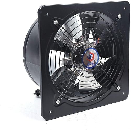 Miniatura 7 de Extractor de ventilación industrial de 110 V y 12 pulgadas, funcionamiento estable y bajo nivel de ruido, cuerpo de metal y hoja de viento (negro,