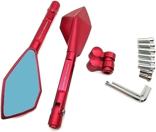 Mirror Motorcycle Mirror CNC Aluminum Motorbike Blue Handlebar Rearview Mirrors For Kawasaki ZX636R GTR1400 H2R ZG1000 ZRX1100 ZRX1200 (Color  RED,