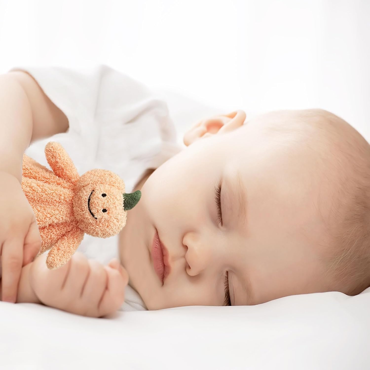 Baby Orange Pumpkin Soft Stuffed Animal Security Blanket, Plush Pumpkin Character Lovey Blanket, Baby Shower/Nursery Gift, Newborn Infant Toddler Snuggle Blankie for Girls Boys, 18 Inches