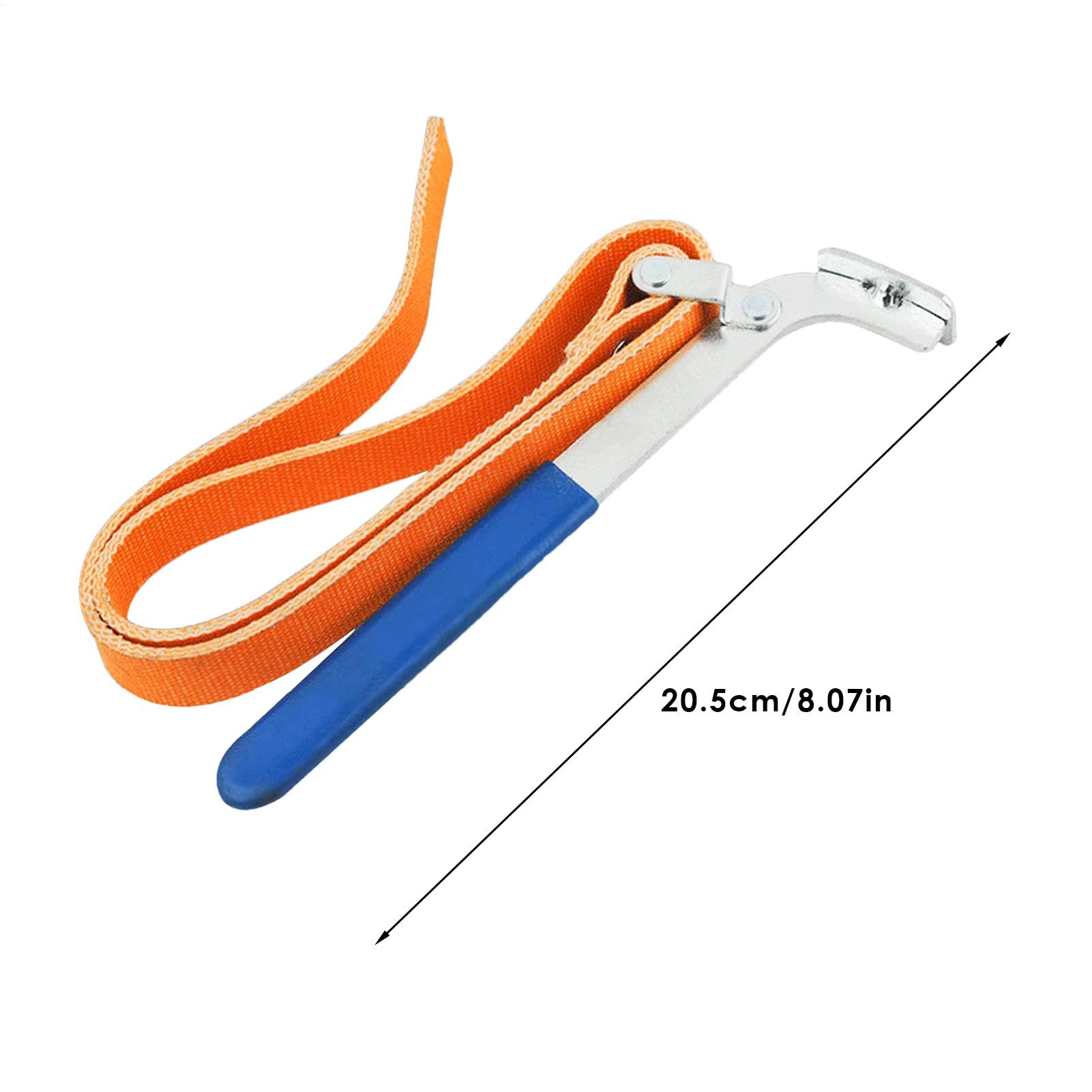 Generico Klucz do filtrów olejowych, Heavy Duty Strap Wrench, 8,07 , regulowany pasek na rękę, niebieski i pomarańczowy, przenośny łatwy uchwyt, wielofunkcyjny narzędzie do usuwania oleju, wody