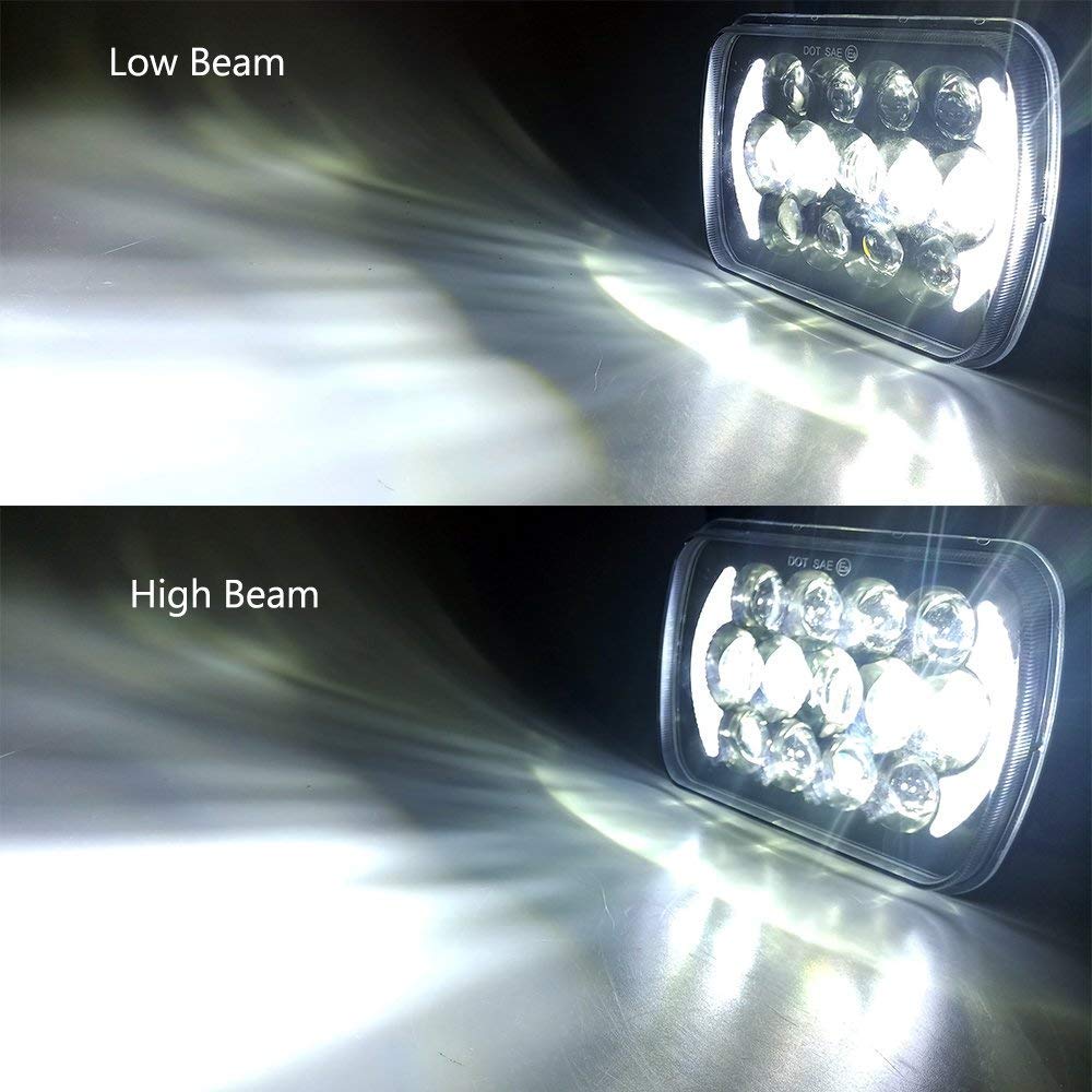 SXMA Faro da lavoro a LED, 12,7 x 17,8 cm, 15 x 18 cm, con luci LED Cree con DRL, ricambio per auto (1 coppia)