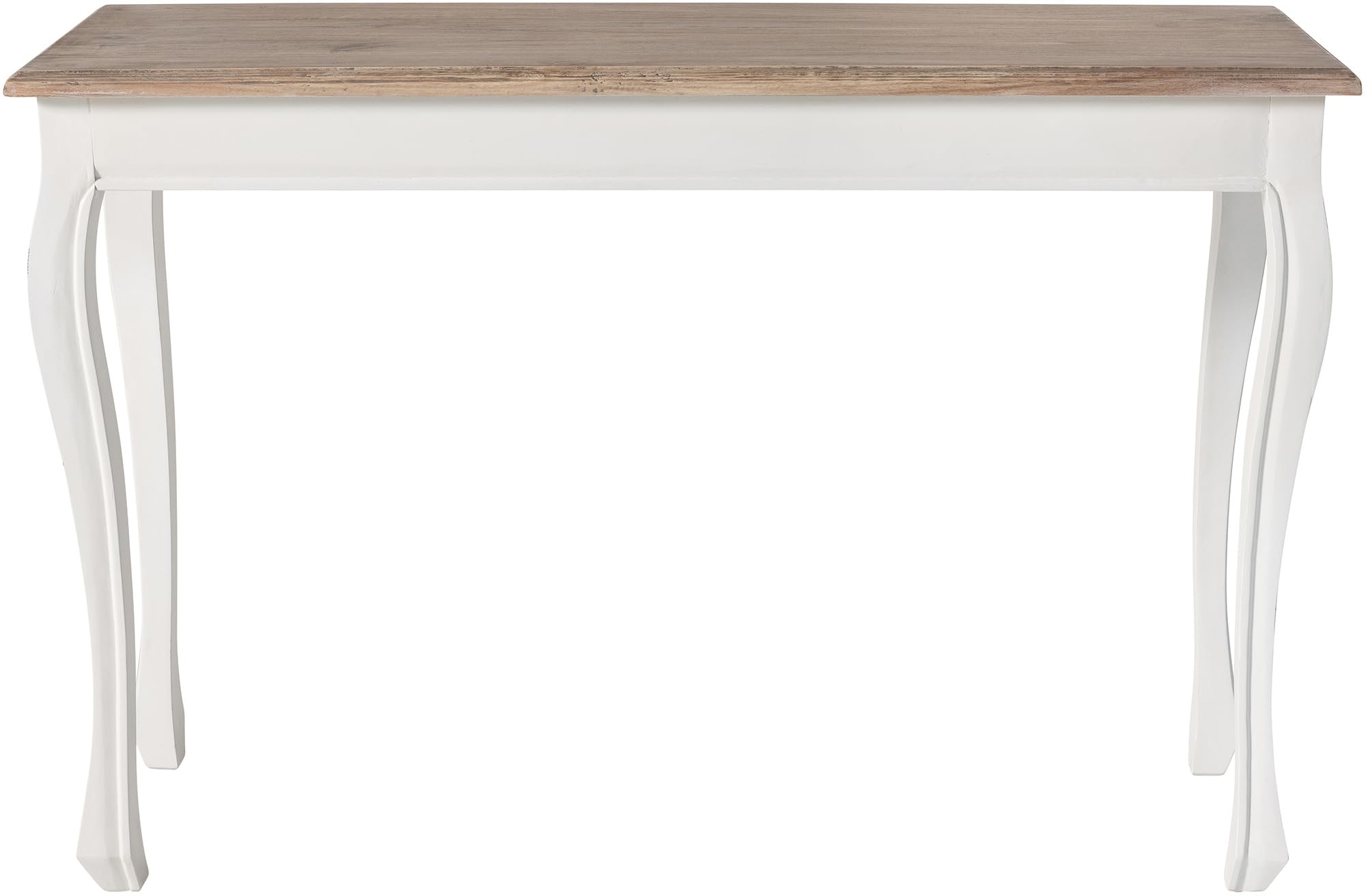 CLP Tavolo console Balto I Tavolino con piano in legno massello I Credenza per ingresso e soggiorno in stile shabby chic, Colore:natura/bianco