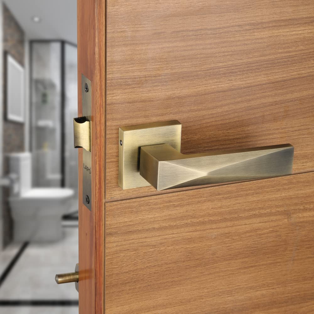 LAPODeluxe Door Locks for Bathroom Door Lock, Balcony - Store Room Mortise Keyless Handlesets with Brass Baby Latch for Home,Office,Hotel | Antique Finish | 3 Years Warranty Ro-131