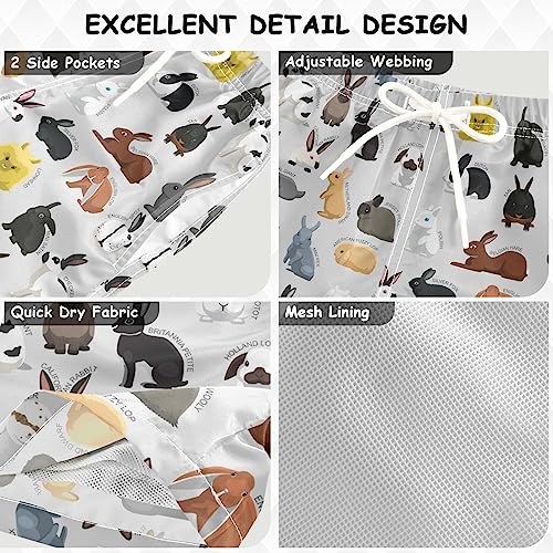 Boys Swim Trunks Rabbit Bunny Toddler Swim Shorts Teens Kids Bathing Suit Swimsuit Swimwear, XS2