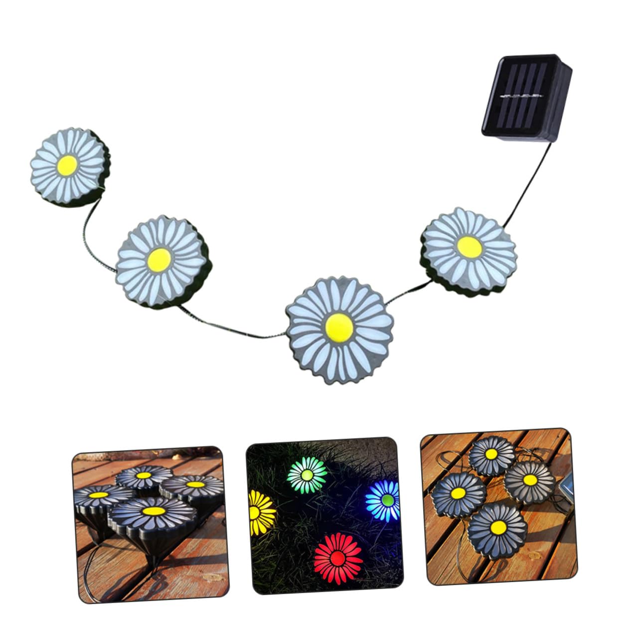 Luce Solare da Giardino a Crisantemo, Inserto Nero in Plastica Resistente