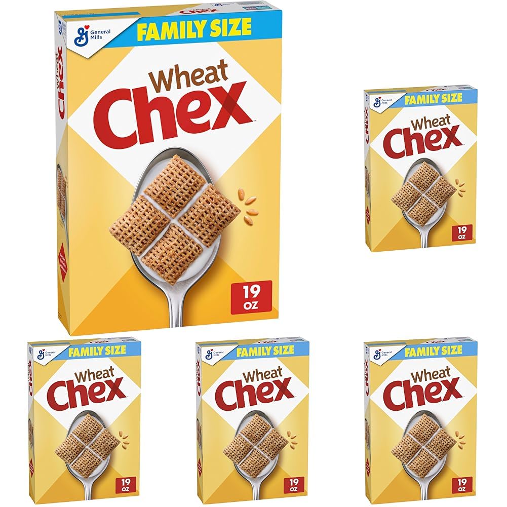 ChexBreakfast Cereal, Made with Whole Grain, Homemade Chex Mix Ingredient, Family Size, 19 OZ (Pack of 5)