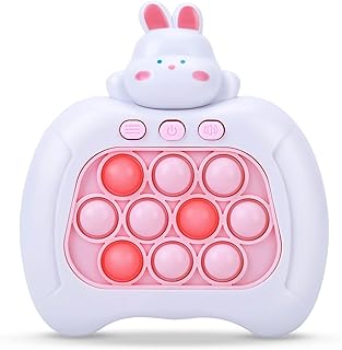Fast Push Bubble Game, Upgraded Handheld Pop Light Up Pro Game Toys, Electronic Quick Push Game, Fidget Sensory Toys for 6 7 8 9 Year Old Girls Pink Bunny