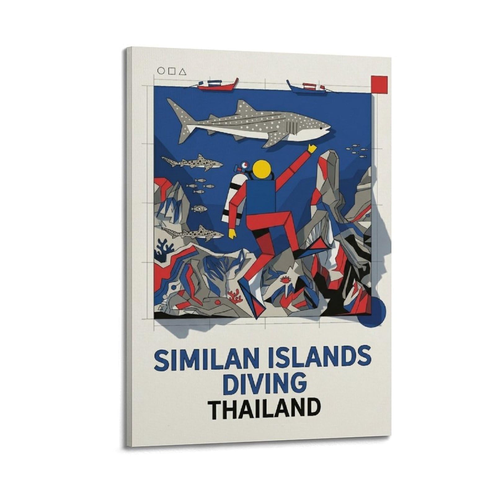 XKUGA Bauhaus Style Similan Islands Thailand Diving Poster Modern Decorative Canvas Prints - Ideal Wall Art for Family, Man Cave, Game Room, Boys & Girls Bedroom 20x30inch(50x75cm)