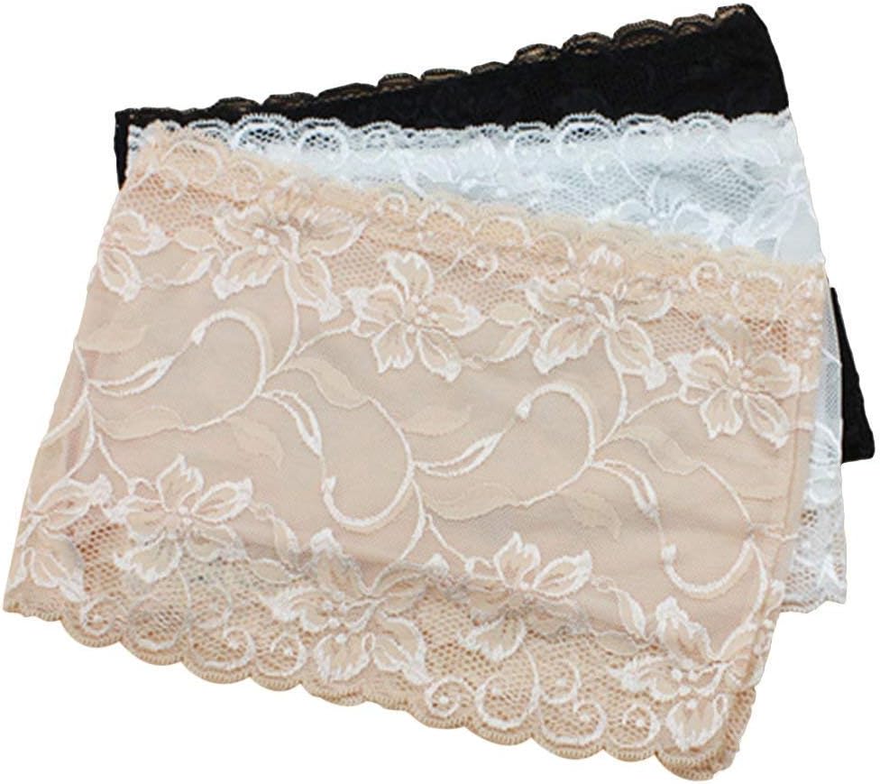 3 Pcs Women Floral Lace Bandeau, Bra Tube Top, Stretchy Strapless Seamless Chest Wrap for Daily Favor -M