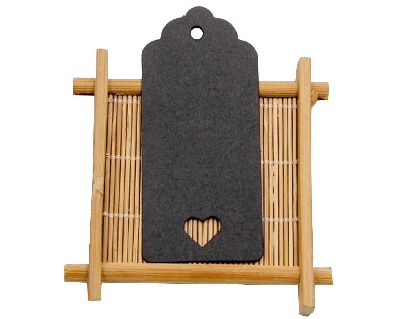 Densco Black - Heart Gift Tags With String Kraft Paper Card 100Pcs 9X4cm Luggage Tag (Black - Heart)
