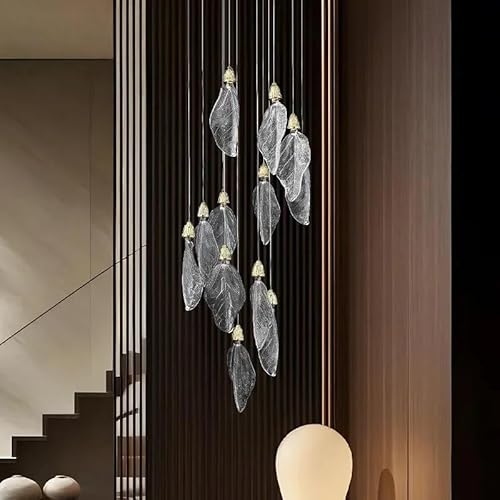 Modern Floating Leaf Hanging Chandelier for Staircase Lobby Vila Living